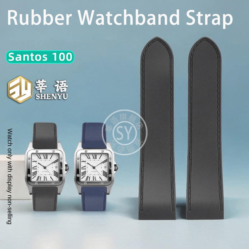 Shenyu Rubber watch strap For  - Cartier Watch Santos ulasan dan harga