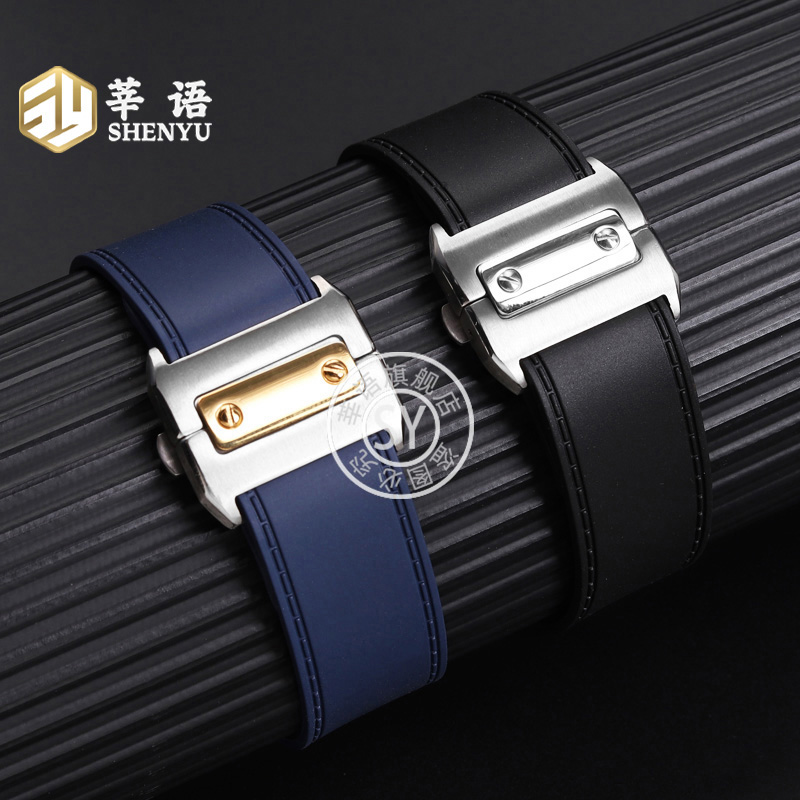 Shenyu Rubber watch strap For  - Cartier Watch Santos ulasan dan harga