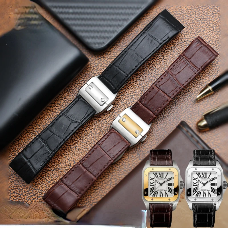 Genuine Leather Watchband for  - Cartier Watch Santos ulasan dan harga