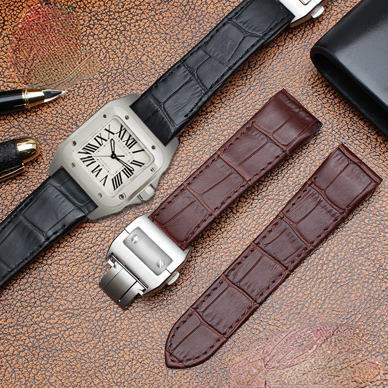 Genuine Leather Watchband for  - Cartier Watch Santos ulasan dan harga