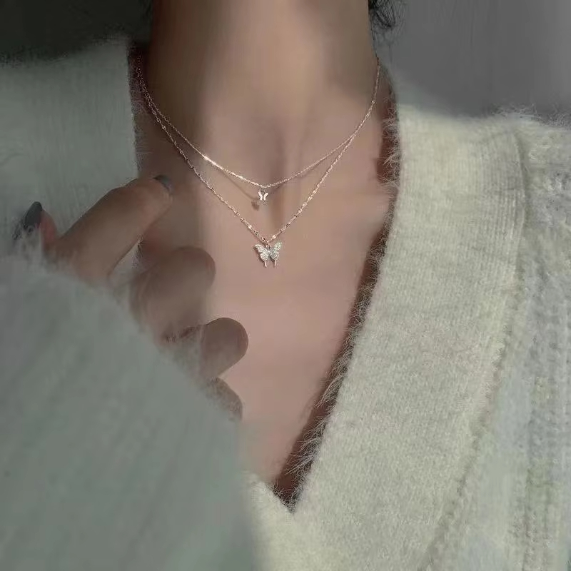 New Shiny Butterfly Necklace L - Butterfly Clasp Deployant ulasan dan harga